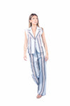 Gilet a Righe Celeste donna Tensione in - 2