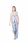 Pantaloni a Righe Celeste donna Tensione in - 2