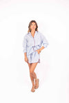 Shorts Misto Lino a Righe Bianco/Azzurro donna Tensione in - 3