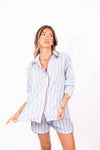 Camicia Misto Lino a Righe Bianco/Azzurro donna Tensione in - 1