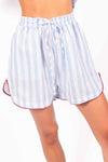 Shorts Misto Lino a Righe Bianco/Azzurro donna Tensione in - 1