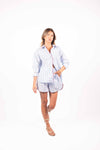 Shorts Misto Lino a Righe Bianco/Azzurro donna Tensione in - 4
