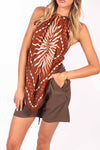 Shorts Cioccolato con Elastico donna Tensione in - 5
