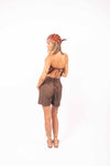 Shorts Cioccolato con Elastico donna Tensione in - 2