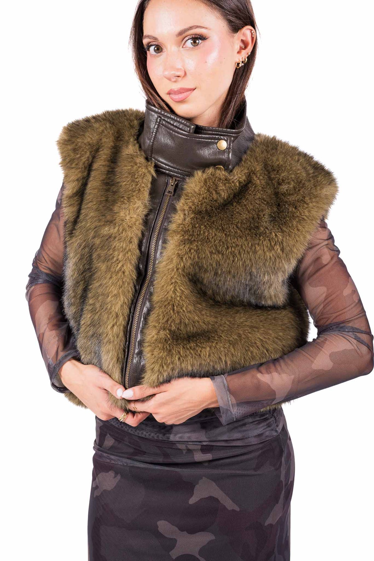 Gilet in Ecopelliccia ed Ecopelle donna Tensione in - 1