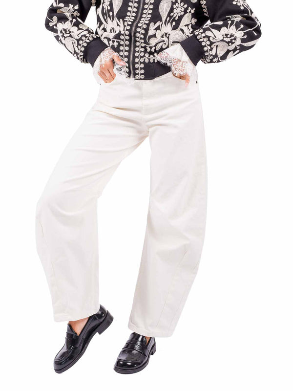 Jeans Barrel Fit con Cintura Panna da donna Tensione in