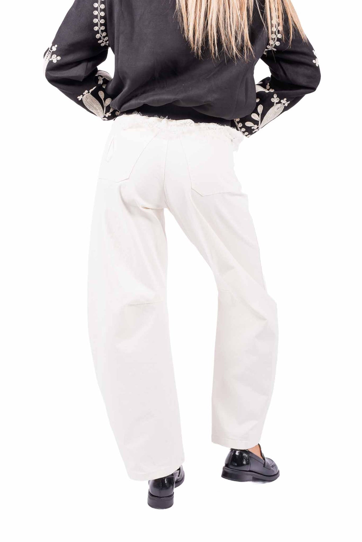 Jeans Barrel Fit con Cintura Panna donna Tensione in - 5
