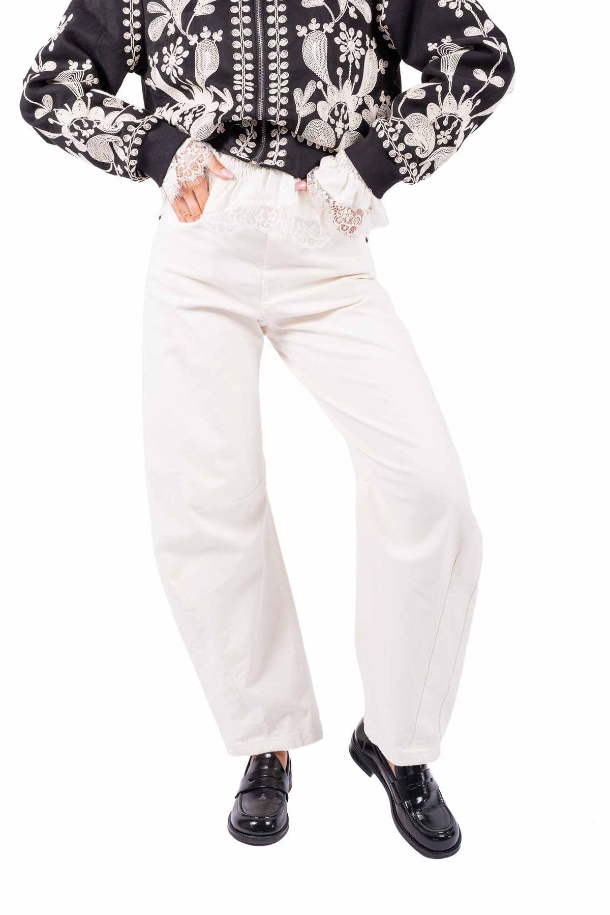 Jeans Barrel Fit con Cintura Panna donna Tensione in - 6