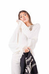 Blusa Panna con Pizzo e Vita Arricciata donna Tensione in - 2