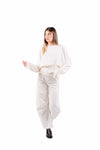 Blusa Panna con Pizzo e Vita Arricciata donna Tensione in - 3