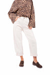 Pantaloni Barrel Fit con Vita Elasticizzata Panna donna Tensione in - 1