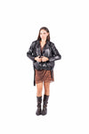 Giacca Biker EcoPelle Nera con Cintura donna Tensione in - 4