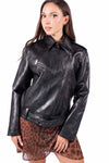 Giacca Biker EcoPelle Nera con Cintura donna Tensione in - 1