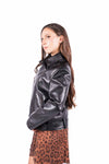 Giacca Biker EcoPelle Nera con Cintura donna Tensione in - 6