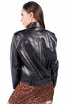 Giacca Biker EcoPelle Nera con Cintura donna Tensione in - 2
