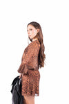 Abito Corto Mesh Leopardato donna Tensione in - 2