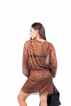 Abito Corto Mesh Leopardato donna Tensione in - 3