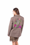 Blazer Monopetto con Ricamo Leopardo sul Retro donna Tensione in - 2