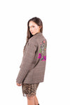 Blazer Monopetto con Ricamo Leopardo sul Retro donna Tensione in - 5