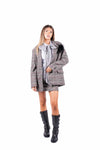 Blazer Oversize a Quadri con Dettaglio Piume donna Tensione in - 1