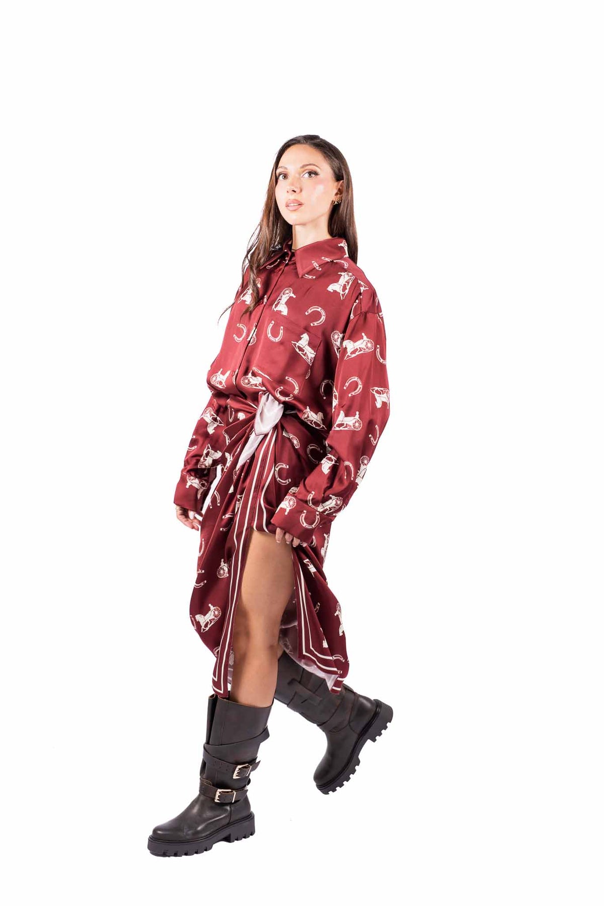 Gonna Satin a Portafoglio con Stampa donna Tensione in - 6