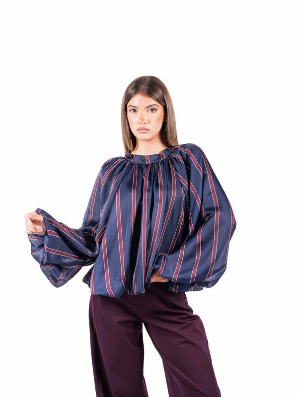 Blusa Oversize a Righe Blu da donna Tensione in
