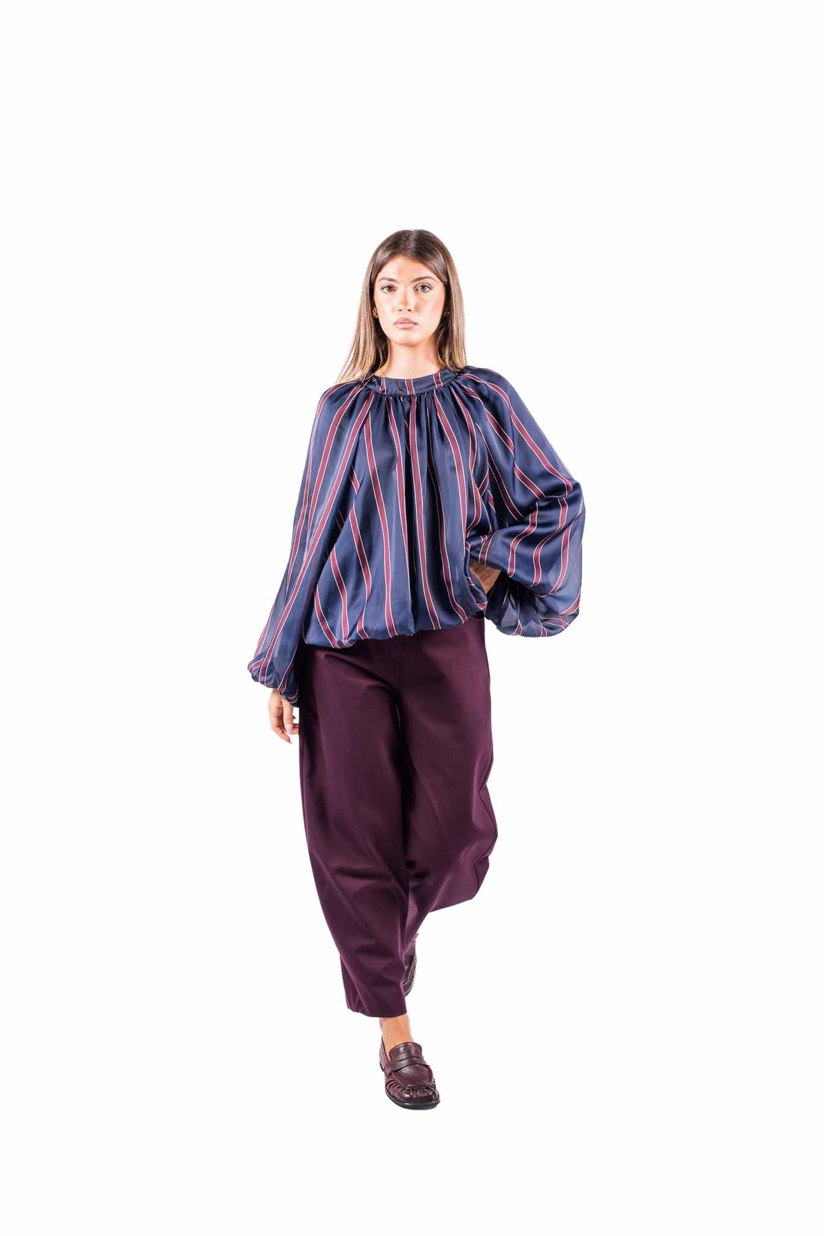Blusa Oversize a Righe Blu donna Tensione in - 5