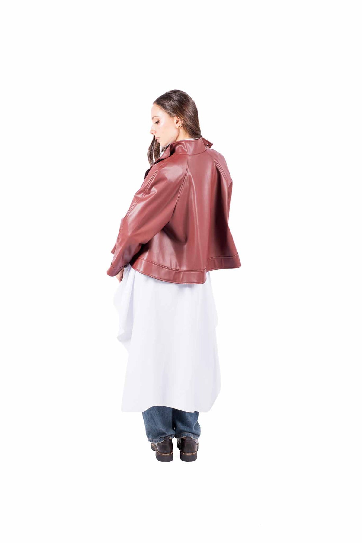Giacca Oversize in Ecopelle Terracotta donna Tensione in - 4