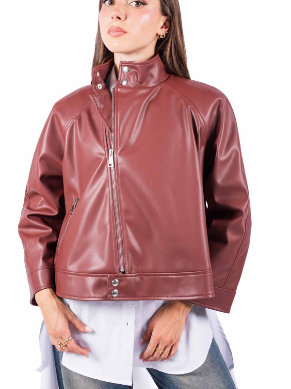 Giacca Oversize in Ecopelle Terracotta da donna Tensione in