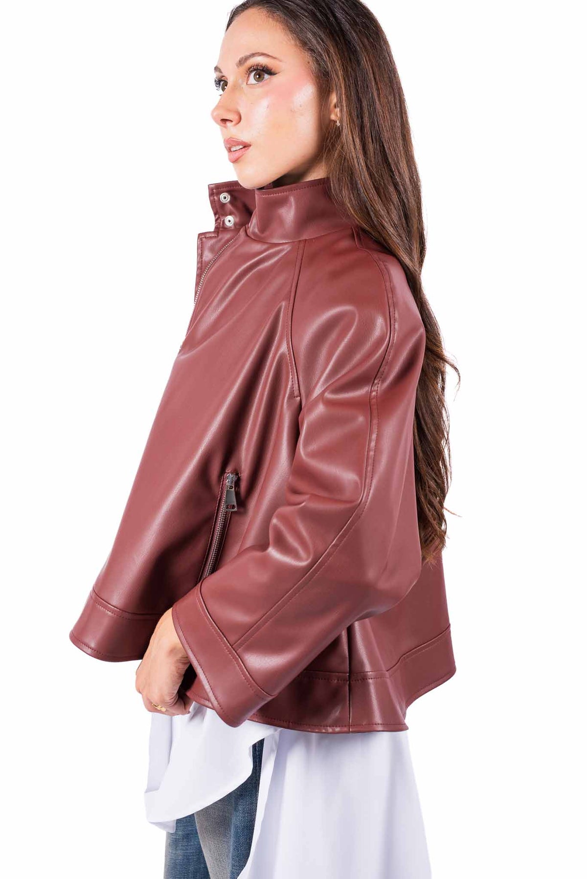 Giacca Oversize in Ecopelle Terracotta donna Tensione in - 3
