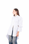 Camicia Lunga Asimmetrica Bianca donna Tensione in - 3