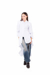 Camicia Lunga Asimmetrica Bianca donna Tensione in - 1