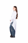 Camicia Lunga Asimmetrica Bianca donna Tensione in - 2