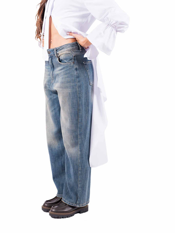 Jeans Barrel Fit Lavaggio Vintage da donna Tensione in