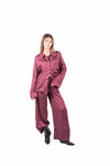 Pantaloni Palazzo Satin con Stampa Bordeaux donna Tensione in - 4