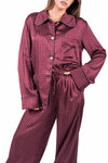 Camicia Satin Stile Pijama con Stampa Bordeaux donna Tensione in - 1