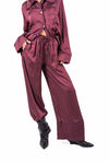 Pantaloni Palazzo Satin con Stampa Bordeaux donna Tensione in - 1