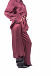 Pantaloni Palazzo Satin con Stampa Bordeaux donna Tensione in - 2