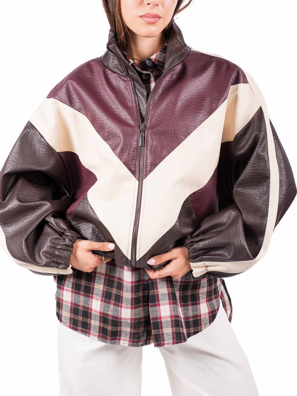 Bomber ColorBlock in Ecopelle da donna Tensione in