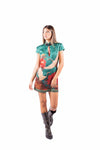 Abito Corto Satin Stampa Orientale donna Tensione in - 5