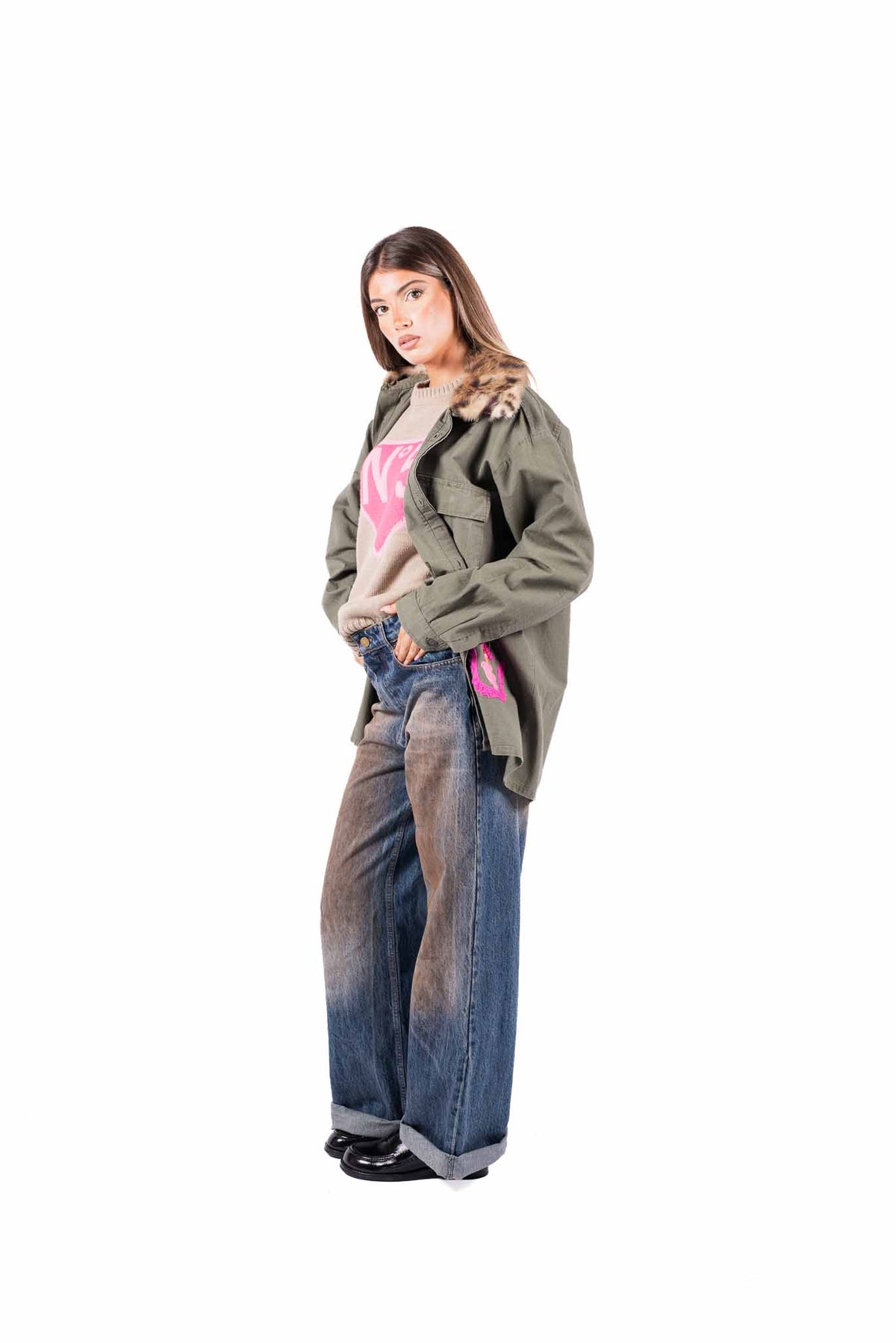 Giacca Oversize con Ecopelliccia e Ricami donna Tensione in - 2
