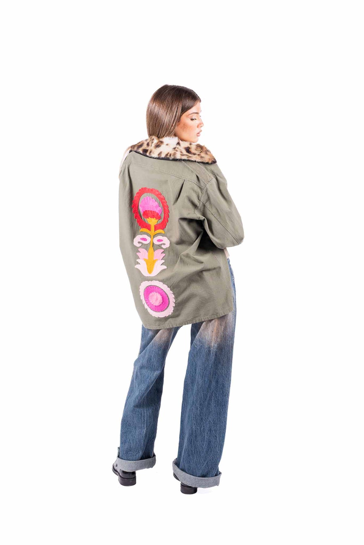 Giacca Oversize con Ecopelliccia e Ricami donna Tensione in - 4