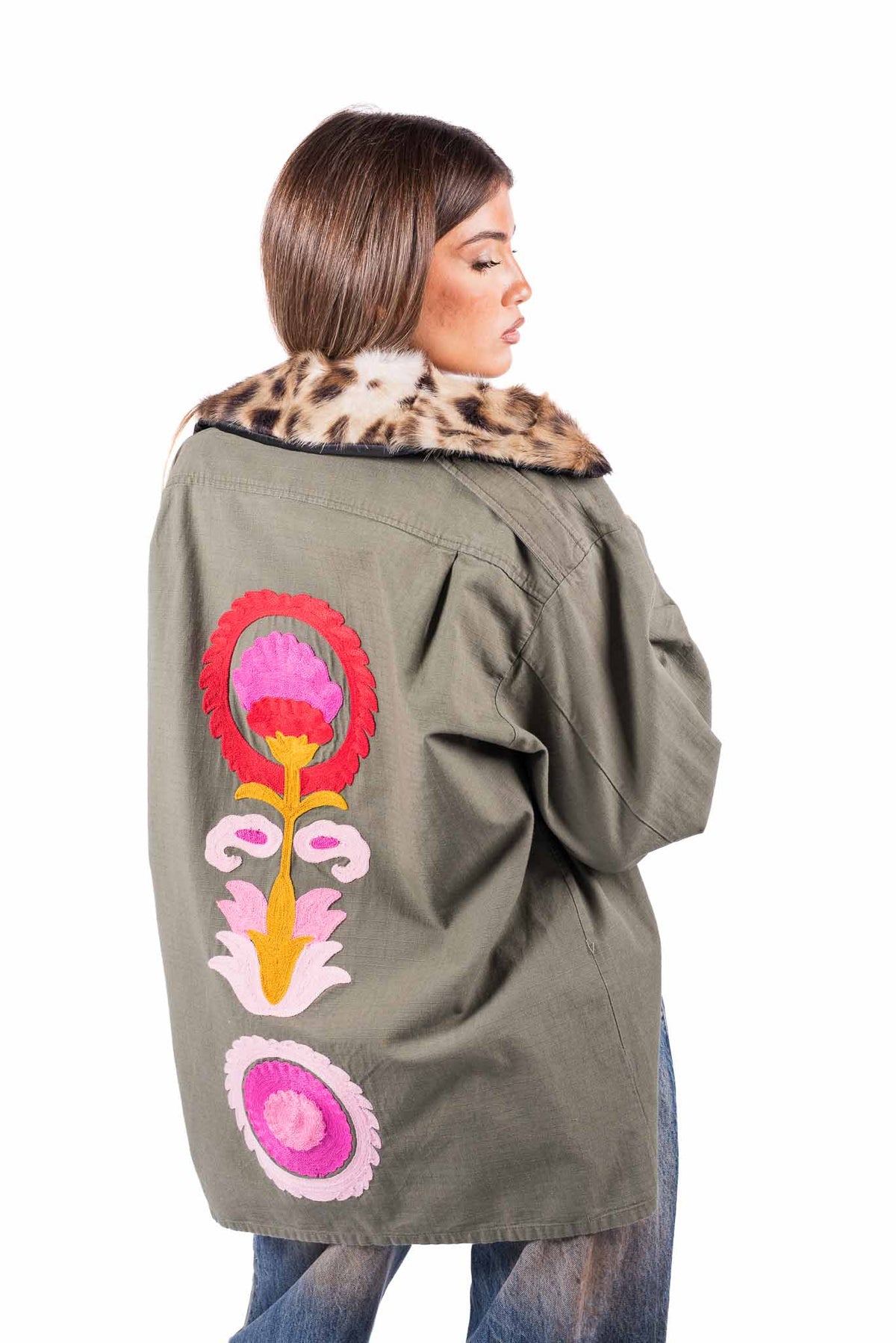 Giacca Oversize con Ecopelliccia e Ricami donna Tensione in - 1