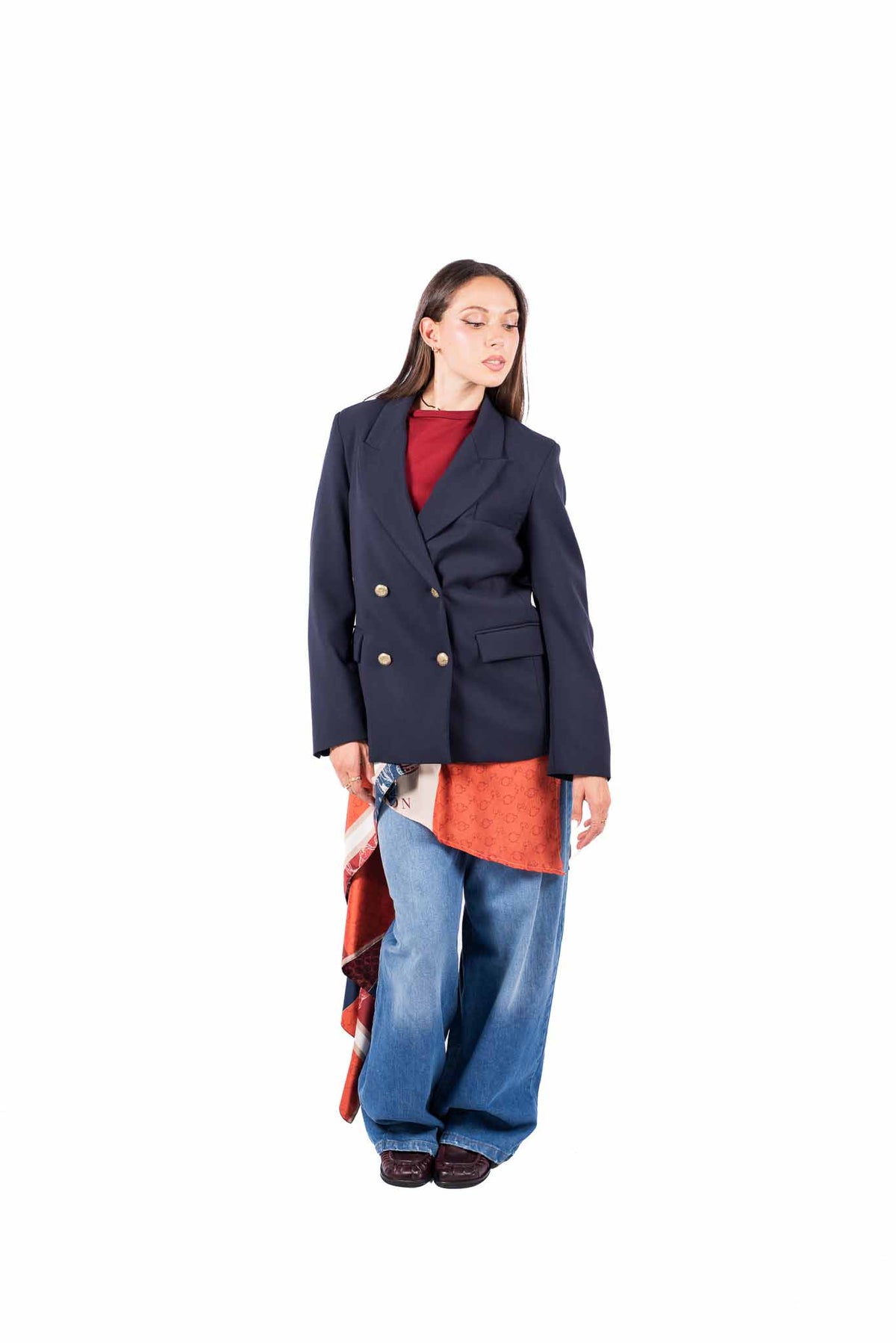 Blazer Doppiopetto Blu con Fodera in Satin donna Tensione in - 1