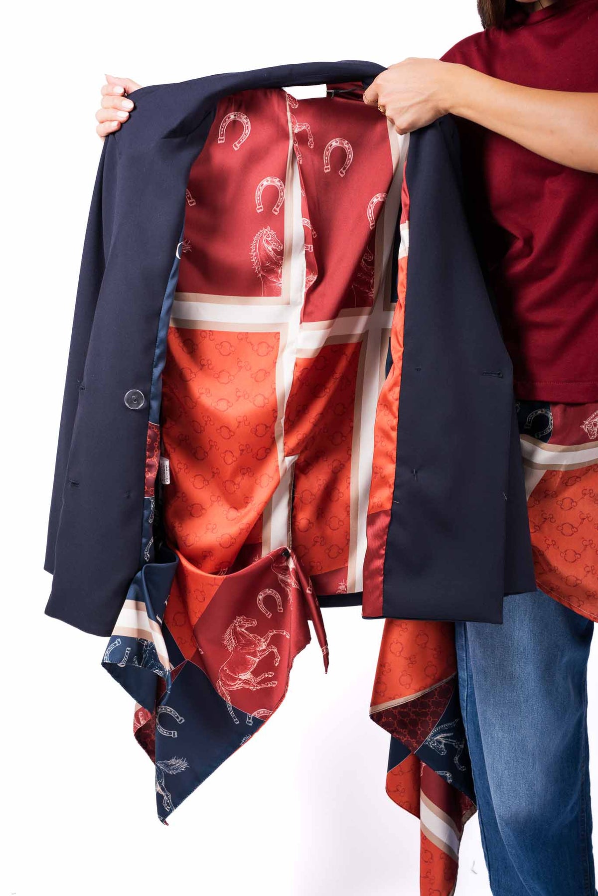 Blazer Doppiopetto Blu con Fodera in Satin donna Tensione in - 3