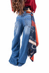Jeans Barrel Fit Lavaggio Chiaro con Foulard donna Tensione in - 2