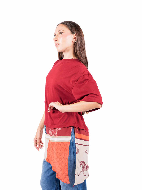 Maglia Bordeaux con Foulard Integrato da donna Tensione in