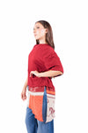 Maglia Bordeaux con Foulard Integrato donna Tensione in - 1
