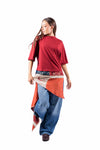 Maglia Bordeaux con Foulard Integrato donna Tensione in - 2