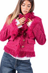 Giacca in Bouclé Fucsia con Frange donna Tensione in - 1